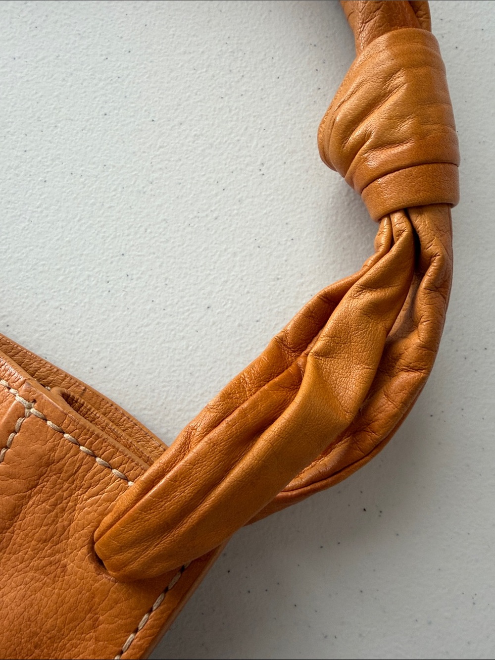 Miu Miu Vintage Vitello Leather Knotted Hobo Bag - Orange Apricot - Picture 9 of 16